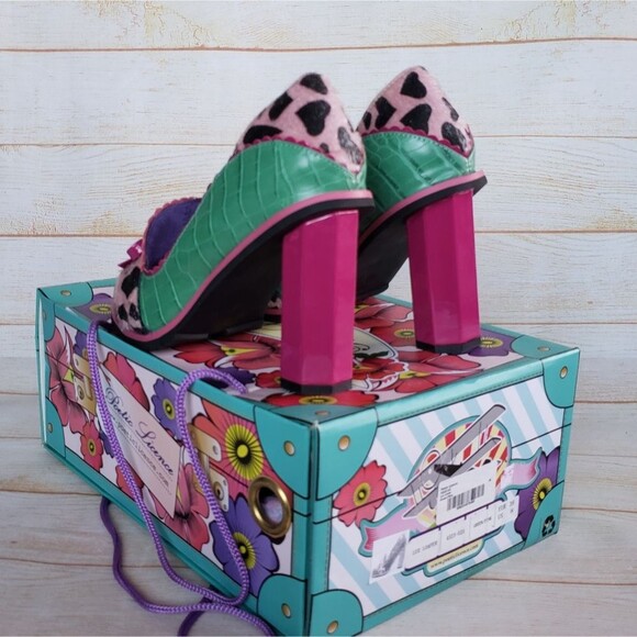 Rare! Poetic License Lux Loafer Block Heel Round Toe Pumps Size 8 Green/Pink - Picture 6 of 16